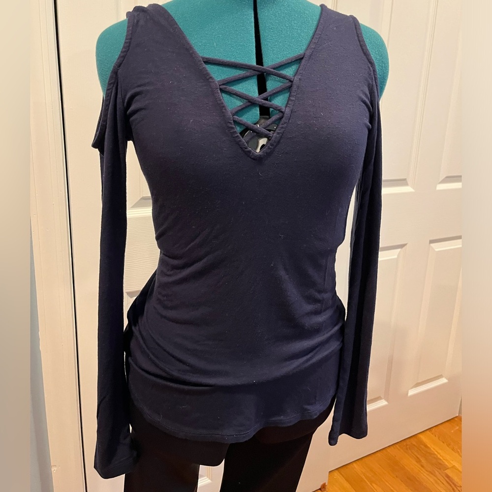 Fifteen Twenty cold shoulder top with lace-up neckline